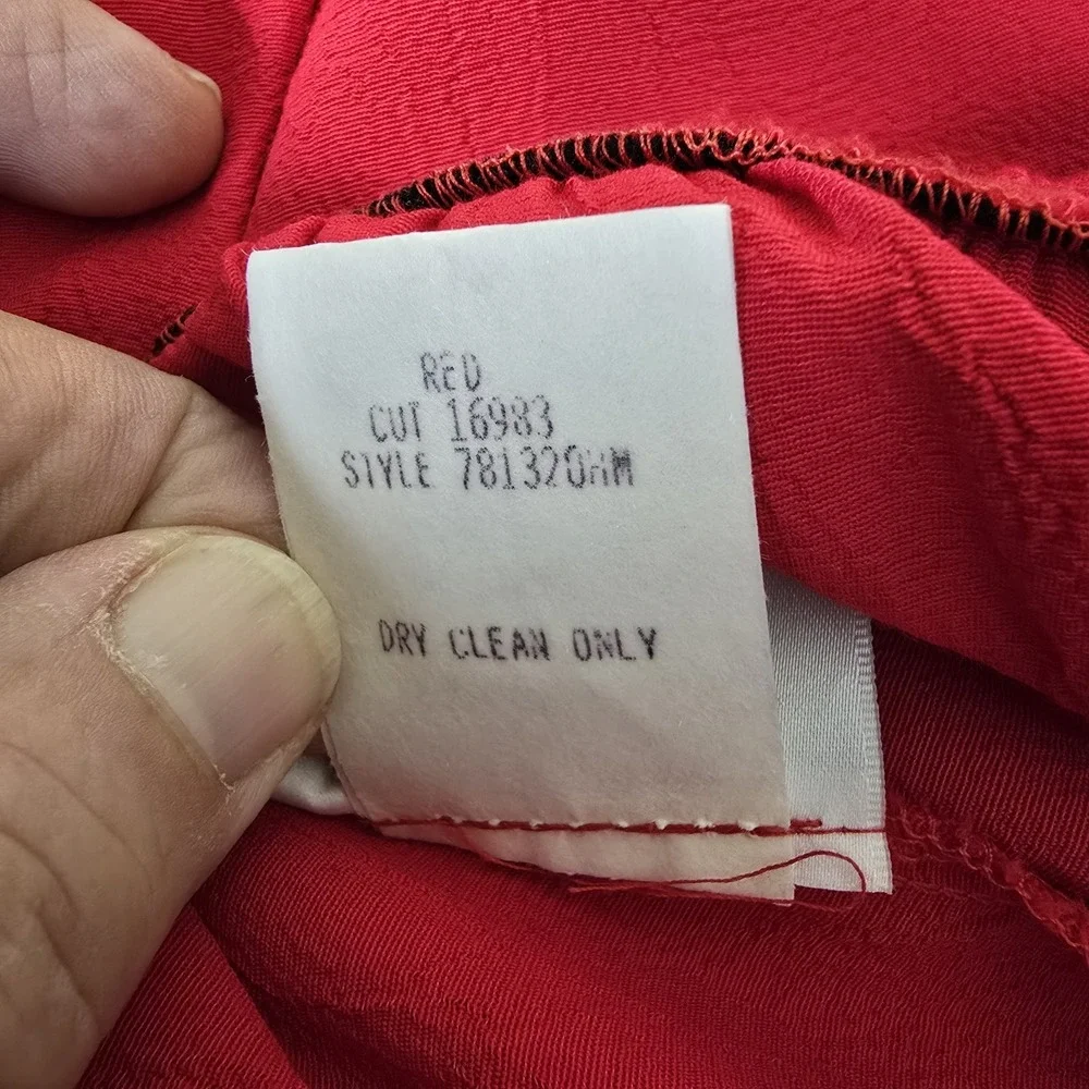 Nina Piccalino 2 Piece Pants Suit Womens Size 12 Red 100% Rayon Vintage USA Made